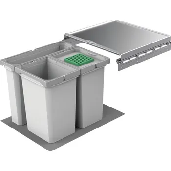 Odpadkový koš Cox® Box 360 S/450-3, odpadkový koš pro stávající výsuvy, s bio víkem, světle šedá