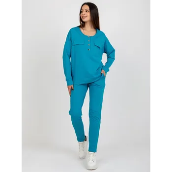 Modrá souprava tepláků a mikiny bez kapuce -LK-KMPL-509315.06-modrá Velikost: S/M