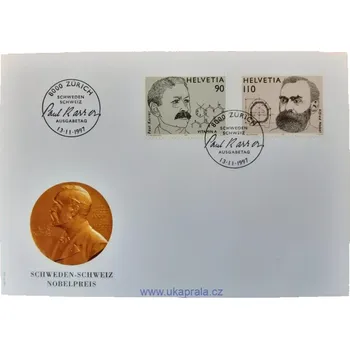Poštovní známka Švýcarsko FDC 1623/4, A. Nobel, r. 1997