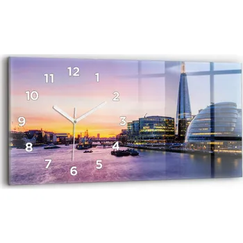 Obraz Moderní skleněné hodiny s grafikou na zeď horizontální 60x30 cm Pohled na Londýn