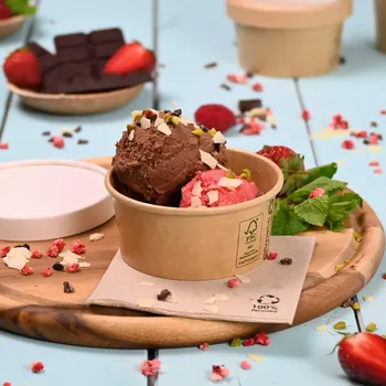 Jednorázové nádobí Miska na zmrzlinu PAP 220ml 92mm 50ks