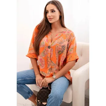 Dámské oblečení Fashionweek Košilová halenka z lehké a příjemné bavlny K10881 Barva: Oranžový, Velikost: Universal