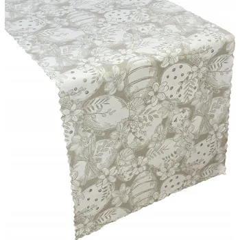 ubrus Běžec na stůl Velikonoční Béžový S vajíčky, odolný proti skvrnám, 50x140 cm