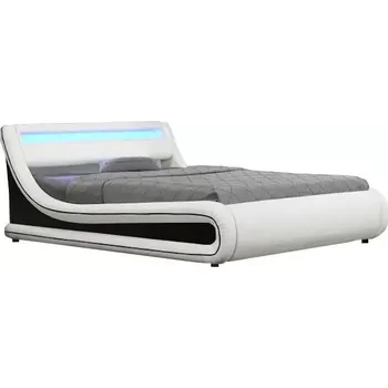 Ložnice Manželská postel MANILA NEW s RGB LED osvětlením, 183x200 cm - bílá/černá - doprava zdarma - SLEVA 3% s kodem radost25