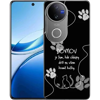 Pouzdro na mobilní telefon Gelový kryt mmCase na Vivo V50 5G - kočičí motiv černé pozadí
