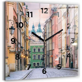 Hodiny Čtvercové Skleněné Nástěnné Hodiny Do Kanceláře Staré Město ve Varšavě 30x30 cm