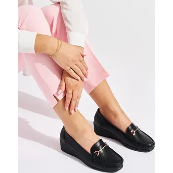 Dámské mokasíny Černé mokasíny na klínku VRA-763NE Velikost: 36