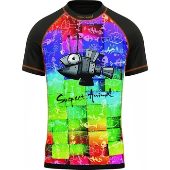 Dětské funkční triko krátký rukáv ROBORYBA černá Bamboo Ultra - Oranžová neon / 130