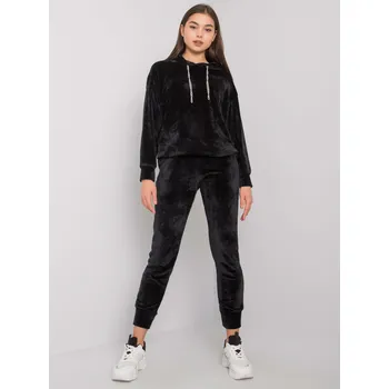 Černá velurová souprava s kapucí LK-KMPL-508683.06-black Velikost: 40