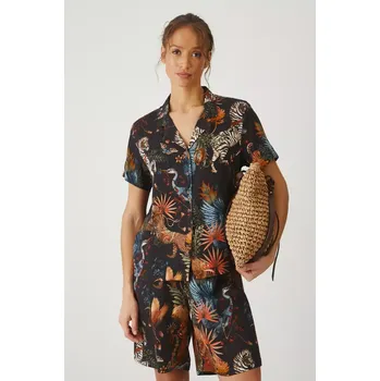 Dámská košile Košile Medicine dámská, černá barva, relaxed, s klasickým límcem RS25.KKD805 99D, vel. XL