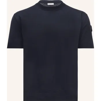 Pánské tričko Moncler Pánské Úpletové Tričko S Hedvábím, tmavě modrá, M