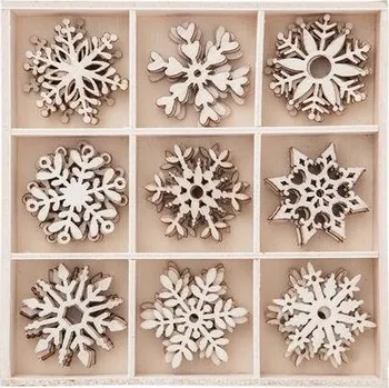 Vánoční dekorace dpCraft Dřevěné dekorace sněhové vločky 45 ks