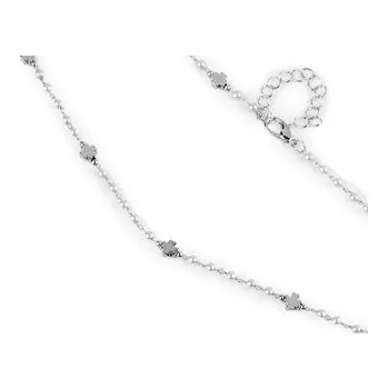 Náhrdelník Náhrdelník z nerezové oceli se skleněnými korálky a perlami - 1 ks - 3 perlová stříbrná