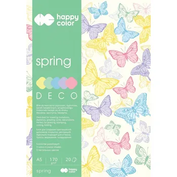 Blok Happy Color Blok Deco Spring A5, 170g, 20 listů, 5 barev