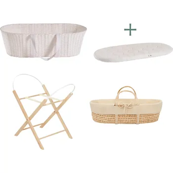 košík pro miminko Ahojbaby sada Mojžíšův košík pro miminko Paper Dream se skládacím stojanem natural, béžovým potahem + matrací zdarma