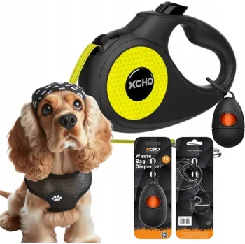 Vodítko pro psa VODÍTKO PRO PSA automatické PÁSKOVÉ reflexní + ZÁSOBNÍK XCHO Neon 5m do 25kg M