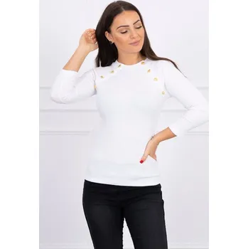 Dámská halenka Halenka s ozdobnými knoflíky, bílá - Univerzální