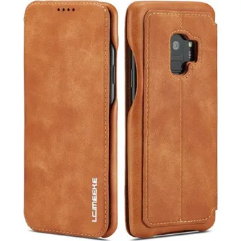 Pouzdro na mobilní telefon LC.Imeeke kožené flipové pouzdro pro Samsung Galaxy S9 - hnědé