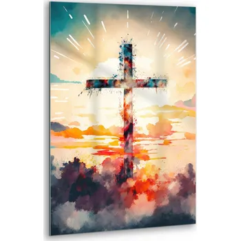 Obraz Svislý obraz na skle Dárek Kříž ve světle