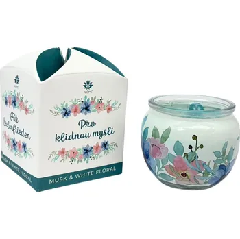 Svíčka ARÔME Svíčka 90 g, ve skle a flower boxu, Pro harmonii, Musk and White Floral
