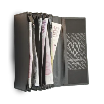 Arwel 515-2401 kožená číšnická peněženka se zipovými kapsami na mince černá