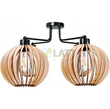 Osvětlení BERGE Závěsná lampa DRON 4xE27 - DŘEVENÁ KOULE