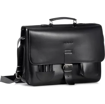 Pánská aktovka VOOC Vintage kožená aktovka taška na notebook VOOC; černá