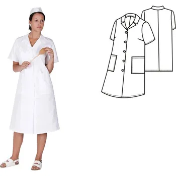 Zdravotnický oděv (0012) plášť dámský krátký rukáv prop. fazonka - bílá - 64/170