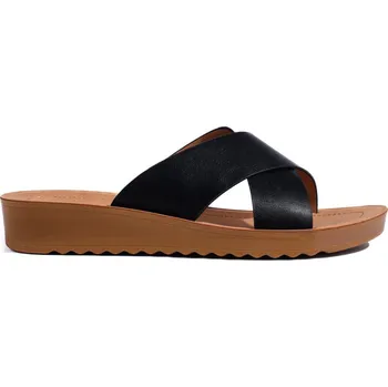 Dámské pantofle Černé dámské nazouváky na platformě 6198B Velikost: 38