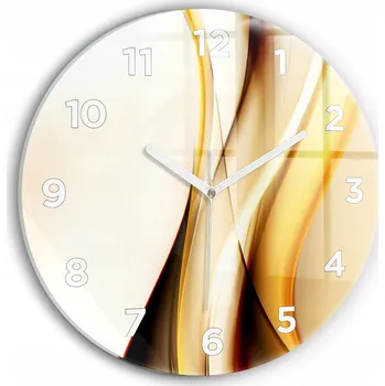 Hodiny Moderní skleněné hodiny s grafikou na zeď Abstrakce vlna kulatý průměr 30 cm