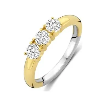 Prsten Zlacený prsten TI SENTO se zirkony 12349ZY/56