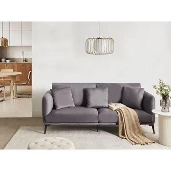 Pohovka Pohovka taupe sametové čalounění 3místná kovové nohy s polštáři moderní styl obývací pokoj Beliani