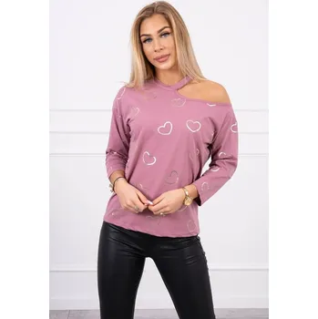 Dámská halenka Halenka s potiskem srdcí, tmavě růžová - Univerzální