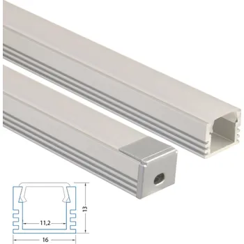 LED páska Přisazený hliníkový profil PP, 16x13 mm, včetně matného difuzoru, 1 m