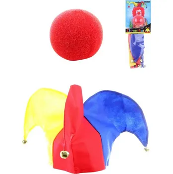 Karnevalový doplněk Lamps Klaunův nos a čepice s rolničkami