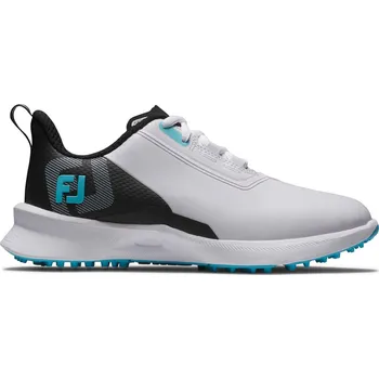 FootJoy Fuel Junior dětské golfové boty, bílo/černo/modré bílé, standardní, bez spajků, 32.5