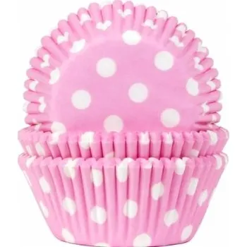 Forma na pečení Košíčky na muffiny 50ks růžové s bílými puntíky House of Marie