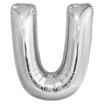 Amscan Fóliový balónek - písmeno U, stříbrný 86 cm