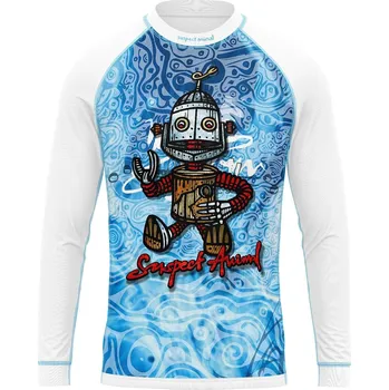 Dětské funkční triko dlouhý rukáv ROBOT bílá Bamboo Heavy - Modrá / 100