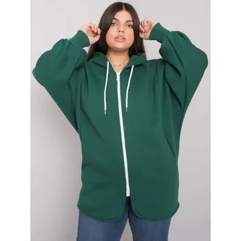 Dámská mikina Tmavě zelená basic mikina Ella se zapínáním na zip RV-BL-7282.22P-dark green Velikost: ONE SIZE