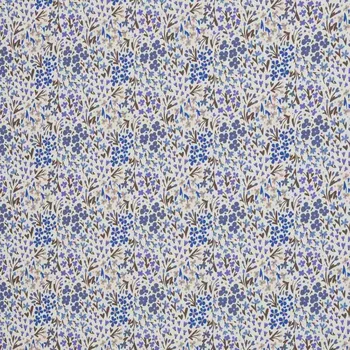 SWAFING Bavlněná látka Lilly kvítky modrá hnědá