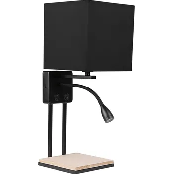 Nástěnné svítidlo Nástěnné svítidlo Theo moderní černé LED s látkovým stínidlem a vypínači do ložnice CANDELLUX