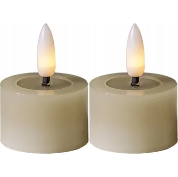 Svíčka Sada 2x LED svíčka z vosku, čajová svíčka FLAMME FLOW béžová