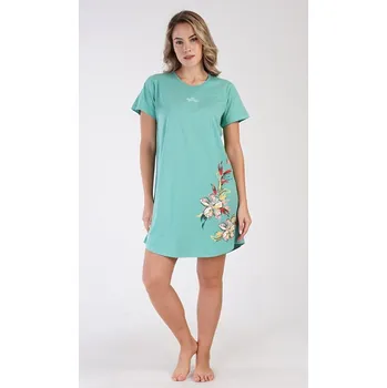 Dámské noční prádlo Dámská noční košile s krátkým rukávem Alenka - zelená - XXL