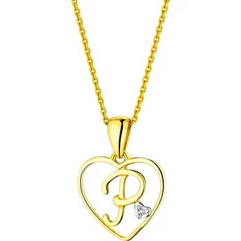 Přívěsek Přívěsek ze žlutého zlata s diamantem - písmeno P, srdce - 0,005 ct - ryzost 585 - 110.304/P