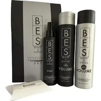 Kosmetická sada Bes dárková sada Volume – šampon, balzám a 12v1 bezoplachová maska | Objem, lesk a ochrana vlasů + Swarovski dárek – Lvhair.cz