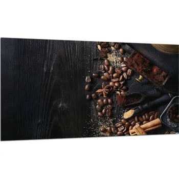 Obraz SKLENĚNÁ OCHRANNÁ DESKA NA SPORÁK 90X52 KÁVA