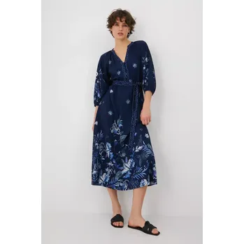 Dámské šaty Šaty s příměsí lnu Medicine RS25.SUD710 námořnická modř 59A, vel. XS