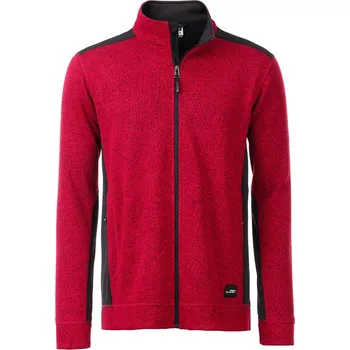 Pánská mikina Daiber Pánská mikina na zip Knitted Workwear Fleece JN862 Barva: Červený melír - Černá, Velikost: XS
