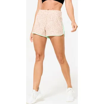Dámské kraťasy DOMYOS Dámské fitness kraťasy XS BÉŽOVÁ|ZELENÁ